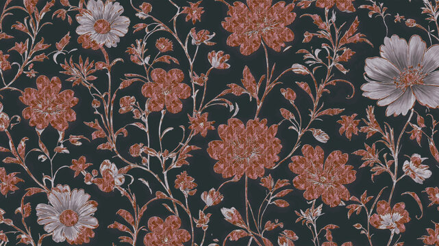 Modern Floral and Leafy Texture for Fabric Prints