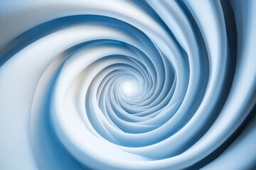 Minimalist white spiral tunnel with soft blue lines, light background, and calming symmetry