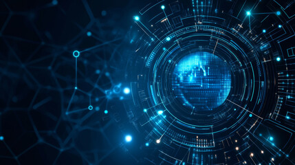 Obraz premium Futuristic digital technology background with glowing blue