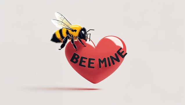 Bee on heart with "Bee Mine" Valentine's message