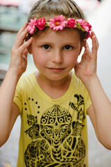 A little girl on vacation in Asia, Thailand. Portrait