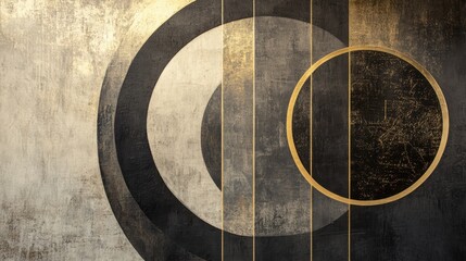 Abstract Circular Design with Gold Accents and Textured Background
