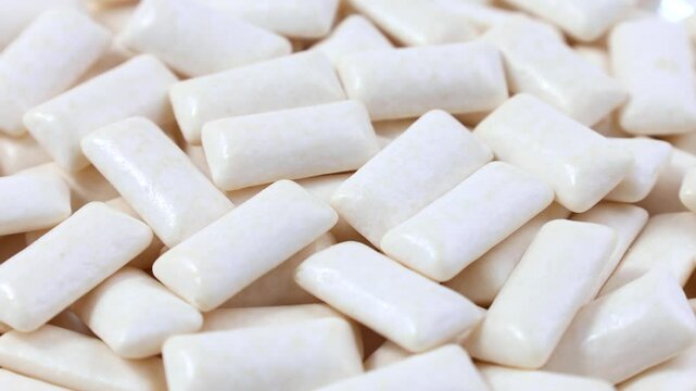 White chewing gum pads texture circle rotation close up