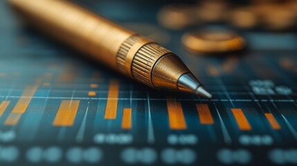Financial Analysis: Close-up of Pen on Charts