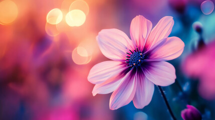 Fototapeta premium Vibrant pink flower with dreamy bokeh background
