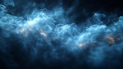 Blue Smoke Effect on Black Background. Generative AI