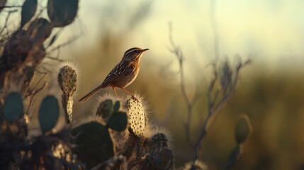 cactus wren flits from one spiny perch to another, its chirping filling the still desert air