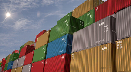 Fototapeta premium Cargo transport import export shipping containers