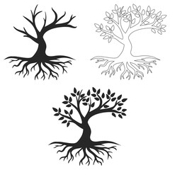 "A timeless tree plant silhouette, featuring a strong trunk and spreading leaves, symbolizing life, growth, and natural harmony.