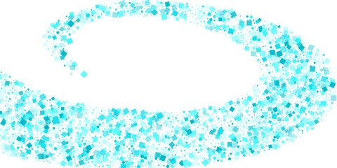 Playful summer party sparkling blue confetti scattered vector design. Popping cubes. Decorative turquoise stardust texture vector background. © SunwArt