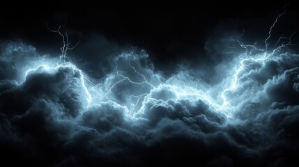 Lightning Effect on Black Background. Generative AI