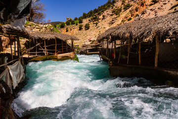 Moroccan  landscape. One of the sources Oum er-Rbia river.  Aguelma Azigza National Park, Khenifra,...
