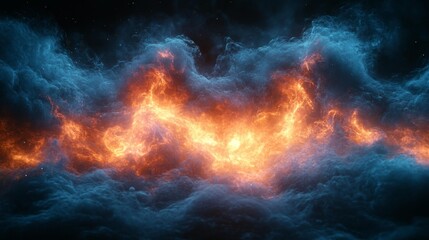 Abstract Energy Burst on Blue Background. Generative AI