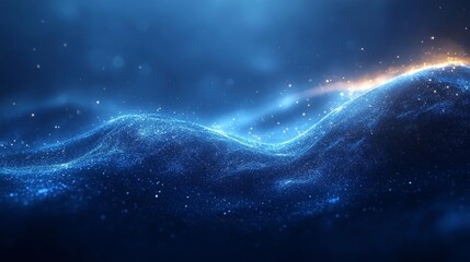 Fototapeta premium Blue Energy Wave on Dark Background. Generative AI