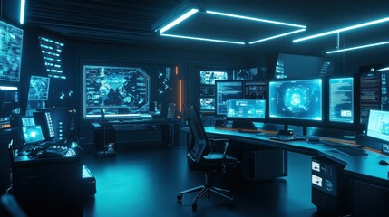 Naklejka premium Cybersecurity Operations Center