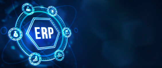 Internet, business, Technology and network concept. Enterprise resource planning ERP concept.  3d illustration