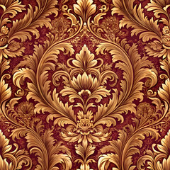 Fototapeta premium Ornate gold damask wallpaper design.