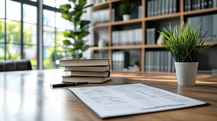 Budget management and expense tracking visualized in a home office Stock Photo with side copy space