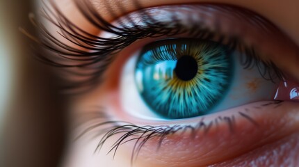 Fototapeta premium A Close-Up of a Beautiful Eye Highlighting Intricate Details and Vibrant Colors in Focus