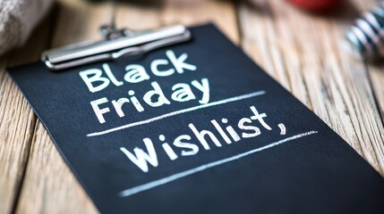 Black Friday Wishlist on a Desk Notepad