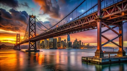 Fototapeta premium San Francisco Bay Bridge Urban Exploration: Rust, Steel, and City Views
