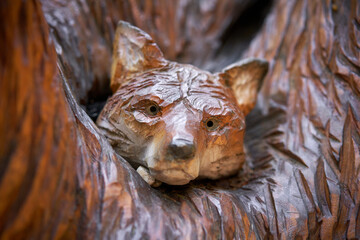 Head of the wooden fox.