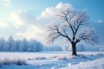 Hoarfrost covered tree branches stretching high, natural wonder, trees, frosty landscape