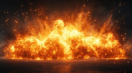 Dramatic Explosion Effect on Black Background. Generative AI
