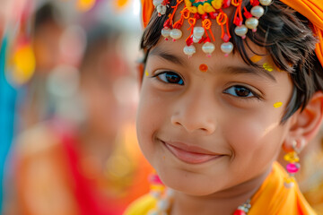Fototapeta premium Close up photo of Indian smiling girl