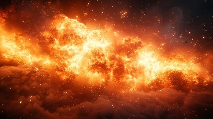 Powerful Explosion Special Effect on Black Background. Generative AI