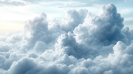 Fototapeta premium Soft White Fluffy Clouds in Clear Sky. Generative AI