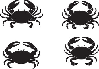 Four Silhouettes of Crabs Against a White Background