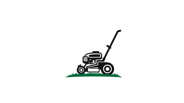 Lawn mower logo on white background. Generative AI