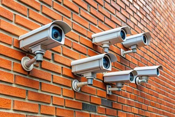 Security Cameras on Red Brick Wall - Comprehensive Home Surveillance System