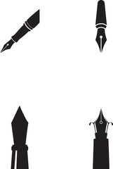 Four Classic Fountain Pen Nibs Silhouette Illustration