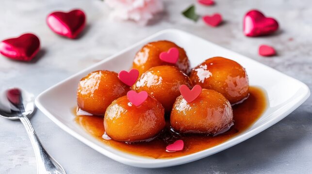 Sweet Dessert with Heart Decorations for Romantic Celebrations