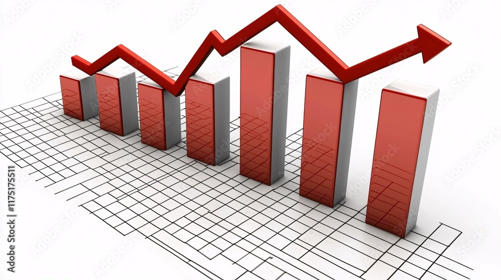 Fototapete debt reduction progress tracked with bar graphs on a digital screen stock photo with side copy space