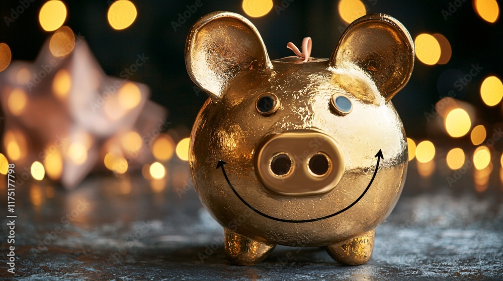 Aufkleber savings goals tracker displayed on a smartphone screen stock photo with side copy space