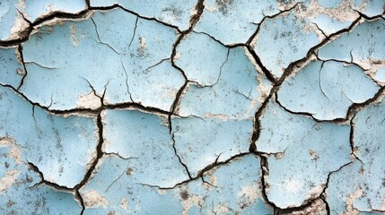 Fototapeta premium A distressed blue surface with cracked patterns and uneven textures, perfect for evoking a chilling and mysterious Halloween vibe.