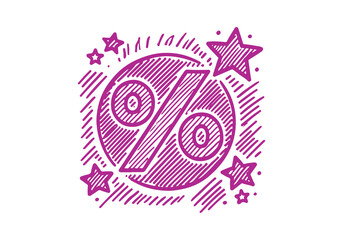 Discount icon symbol hand drawn sketch vector