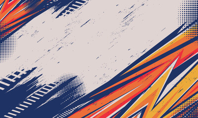 Geometric stripes racing background with abstract grunge brush strokes