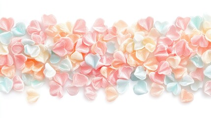 Obraz premium A scattering of pastel marmalade hearts, isolated on white, creating a playful and charming design for love-themed visuals.