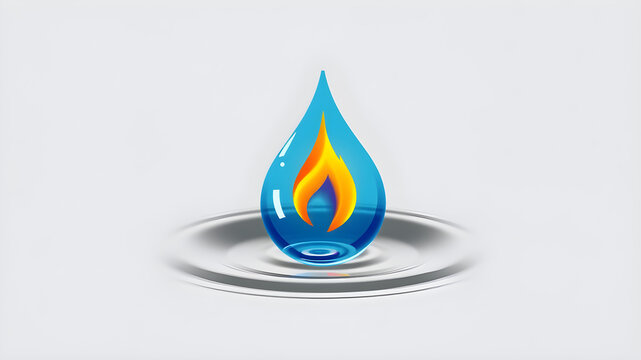 Logo, water drop with a fire flame inside. Generative AI