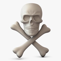 Stylized 3D render of pirate skull with crossbones, unique illustration 