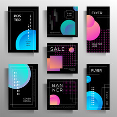 Cover design for brochure, flyer, folder, and poster. Set of templates of different formats. Vector illustration geometric.