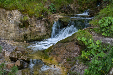 Wasserfall, Laintal, Mittenwald, Werdenfelser Land, Alpen, Oberbayern, Bayern, Deutschland, Europa