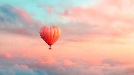 Obraz premium Valentine's day love celebration hot air balloon aerial view romantic skies dreamy environment