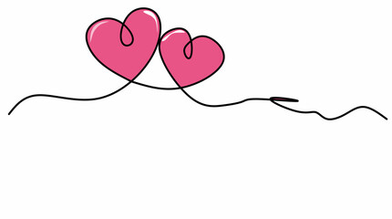 Fototapeta premium Three heart shapes with a continuous line. Love and family concept. The romantic symbol for valentines card.