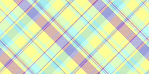 Ribbon texture plaid fabric, patterned seamless background pattern. Cell textile tartan check vector in yellow and light colors.