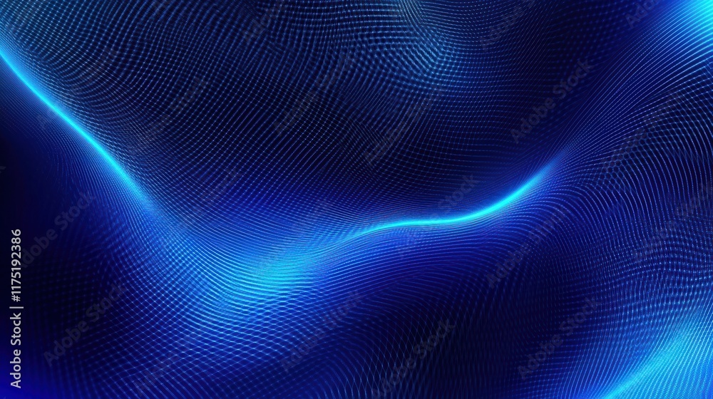 Poster abstract blue wave pattern with illuminated edges, creating a modern and dynamic visual texture for 